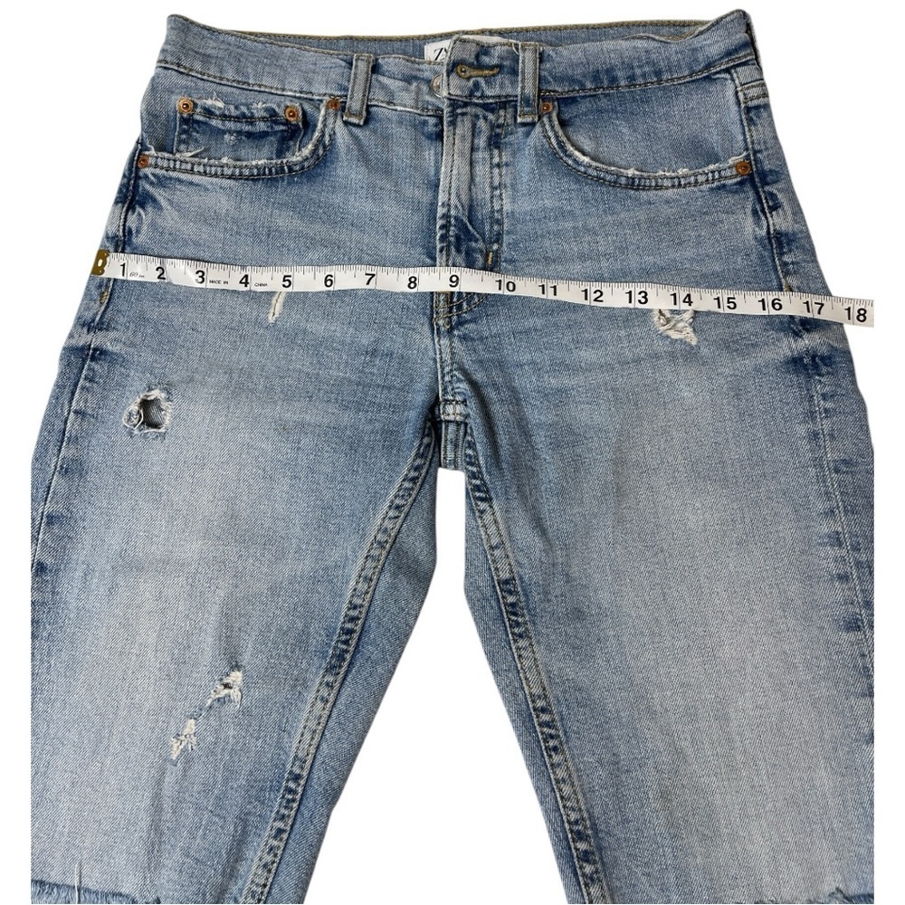 zara the slim boyfriend jeans distressed jeans and chew raw hem size 2 - Picture 5 of 10